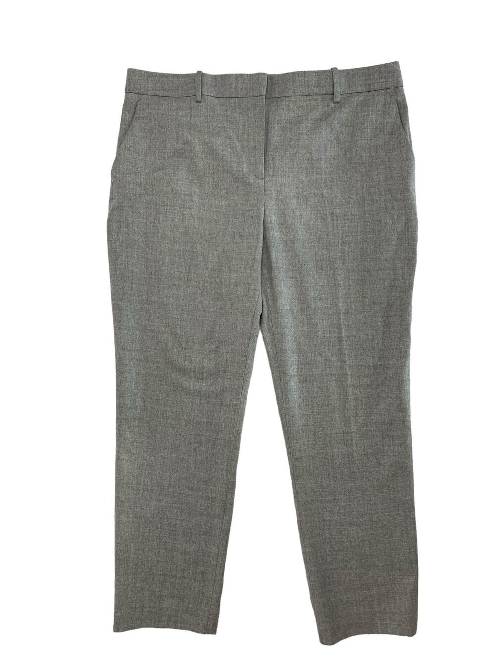 THEORY *NEW* Pale Gray Treeca 2 New Pure Flannel Wool Dress Pant Size 12 Womens
